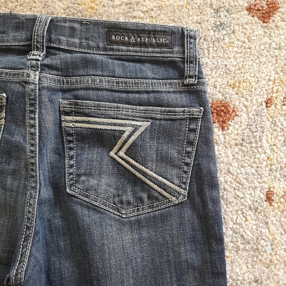 Rock & Republic Kendall Western Straight Leg Jeans Sz 4 – Dark Wash Mid Rise - Picture 3 of 10